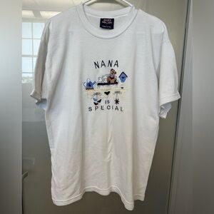 Aces Embroidered Nana is Special White Textured Shirt size Large Made in USA